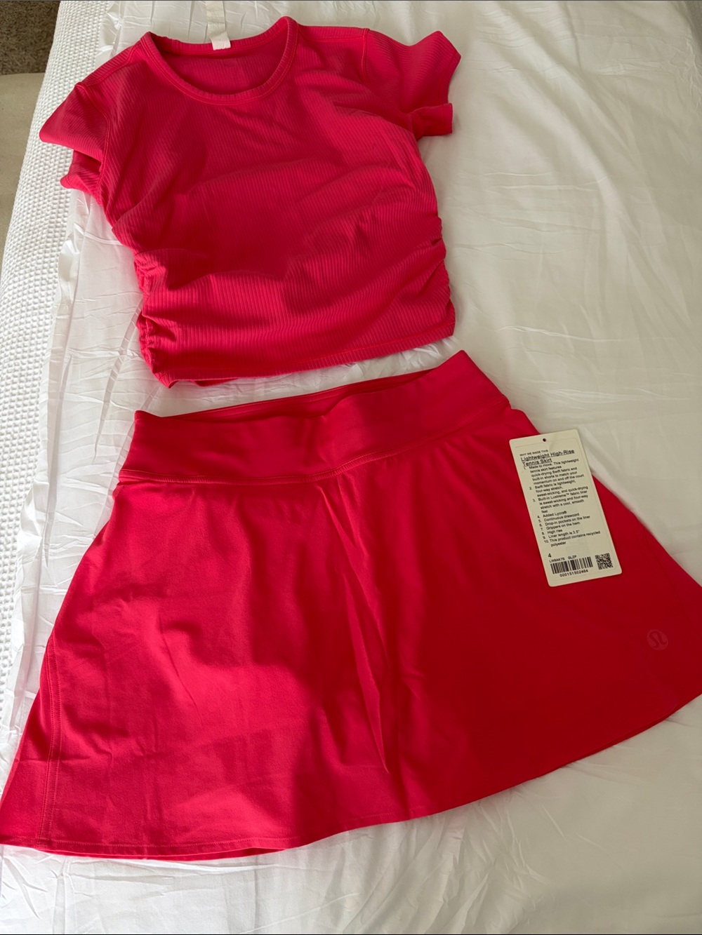 lululemon athletica glaze pink high-rise, tennis skit, all it takes tshirt